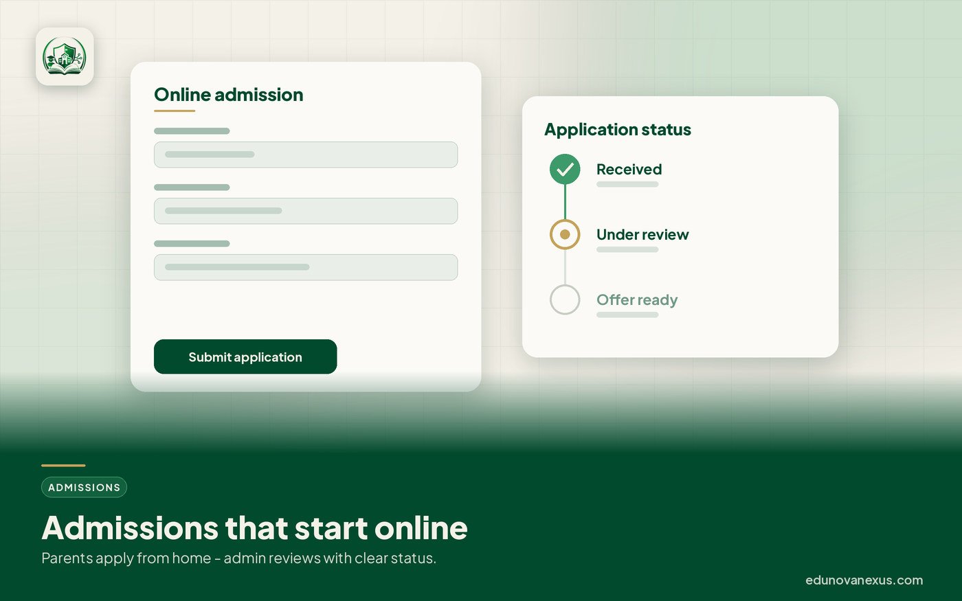 Admissions that start online - EduNova Nexus System